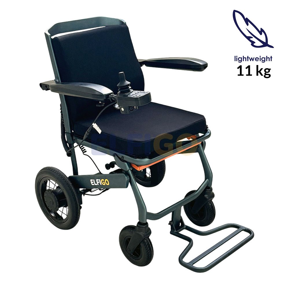 Black Diamond Electric Powered Motorised Wheelchair (11 kg) - ELFIGO Mobility Australia - Electric Wheelchair